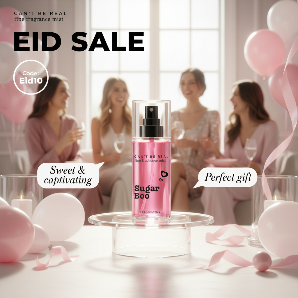 CAN'T BE REAL fragrance mist Eid lifestyle ad
